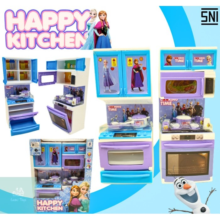 Mainan Anak Perempuan Masak Masakkan Alat Dapur Happy Kitchen Set Frozen Elsa Anna BP6649
