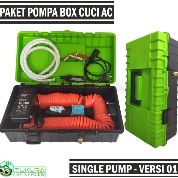 Paket Pompa Box Cuci Ac Portabel Selang Spiral 12M Nozzle Apolo - V1