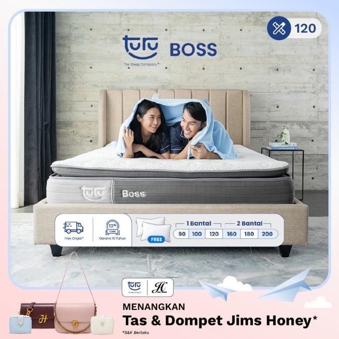 Kasur Pocket Spring Bed Turu Boss Ukuran 120X200 (Double) Free Bantal