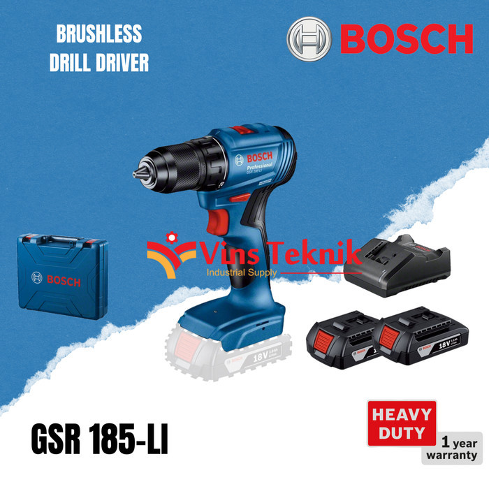 Brushless Drill driver Mesin bor baterai BOSCH GSR 185-LI GSR185LI