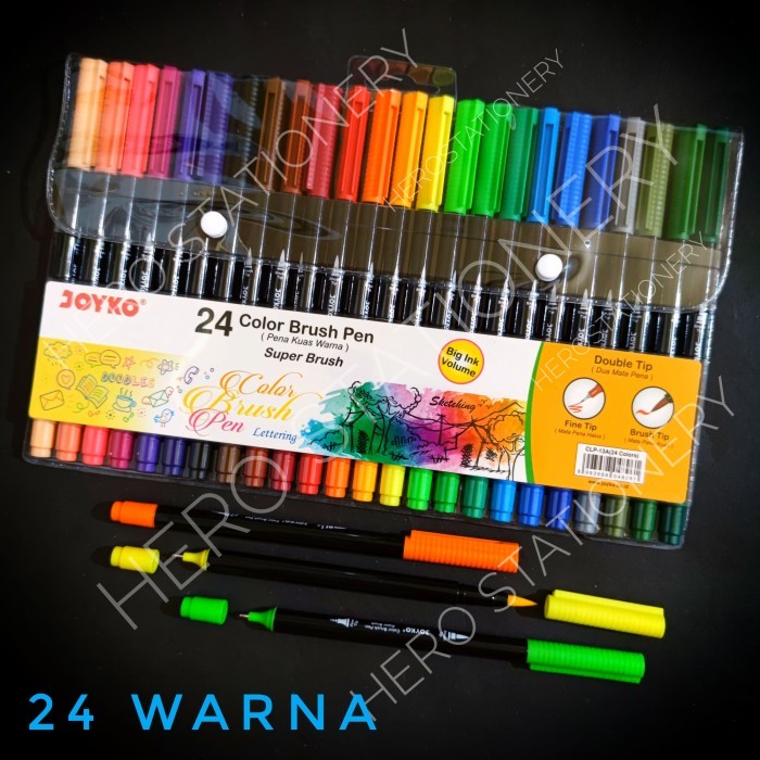 

TERBARU Super color brush pen joyko dual tip jumbo set 24 warna CLP-13A