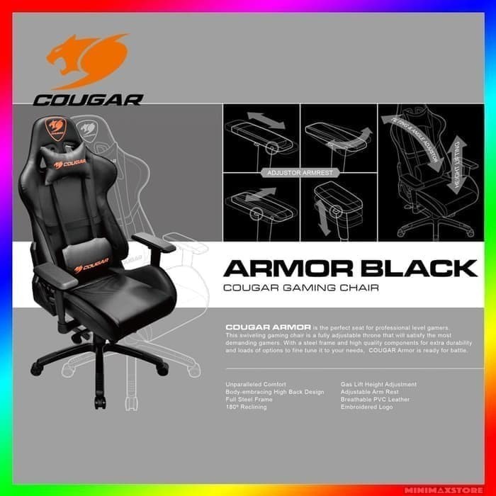 Kursi Gaming Cougar Armor Black - Kursi Cougar Armor