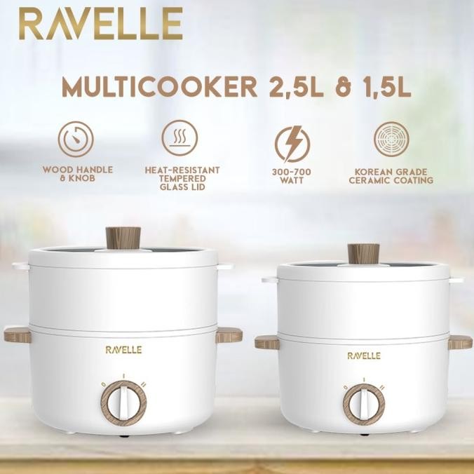 Ravelle Panci Listrik Multicooker - Panci Portable Multifungsi 1.5L