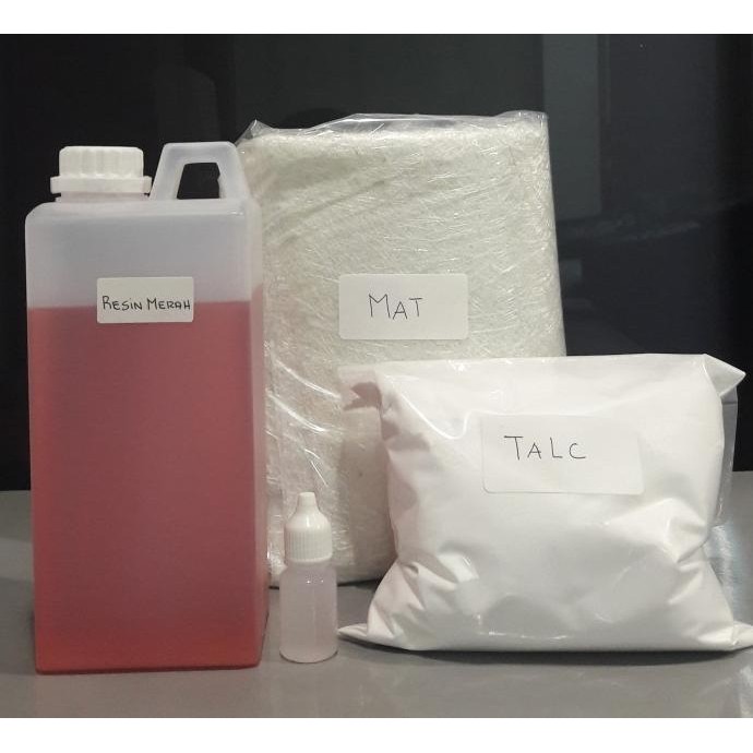 

Promo PAKET RESIN MERAH + CATALIST + MAT + TALC COD