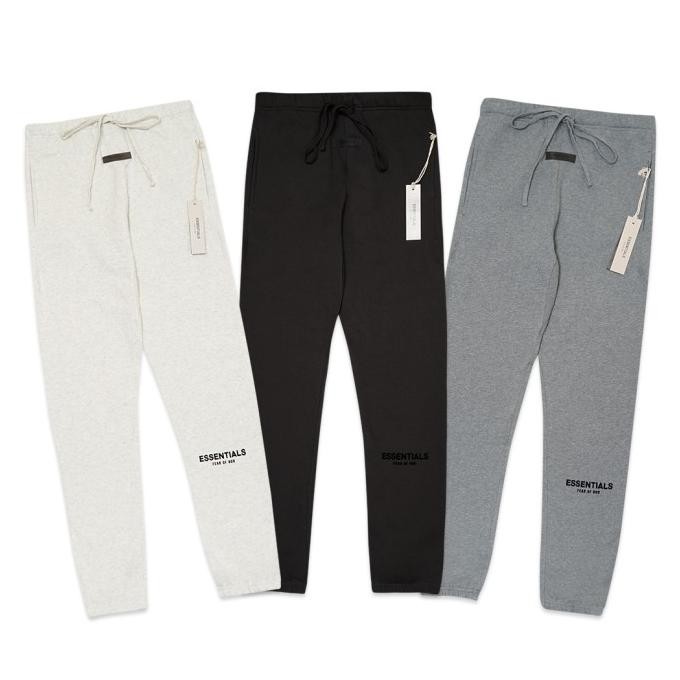 FOG Essentials Black Velvet Text Jogger Pants
