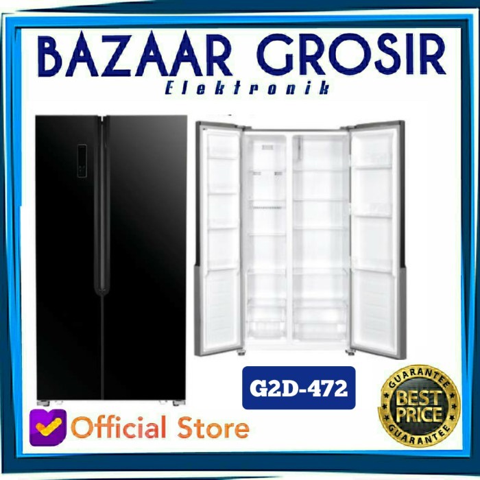 GEA KULKAS SIDE BY SIDE G2D-472 / G2D 472 / G2D472 BLACK JABODETABEK