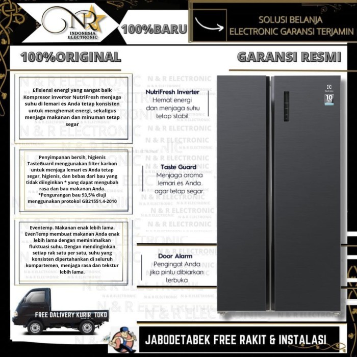 ELECTROLUX ESE5401A BID - KULKAS SIDE BY SIDE INVERTER - ESE5401ABID