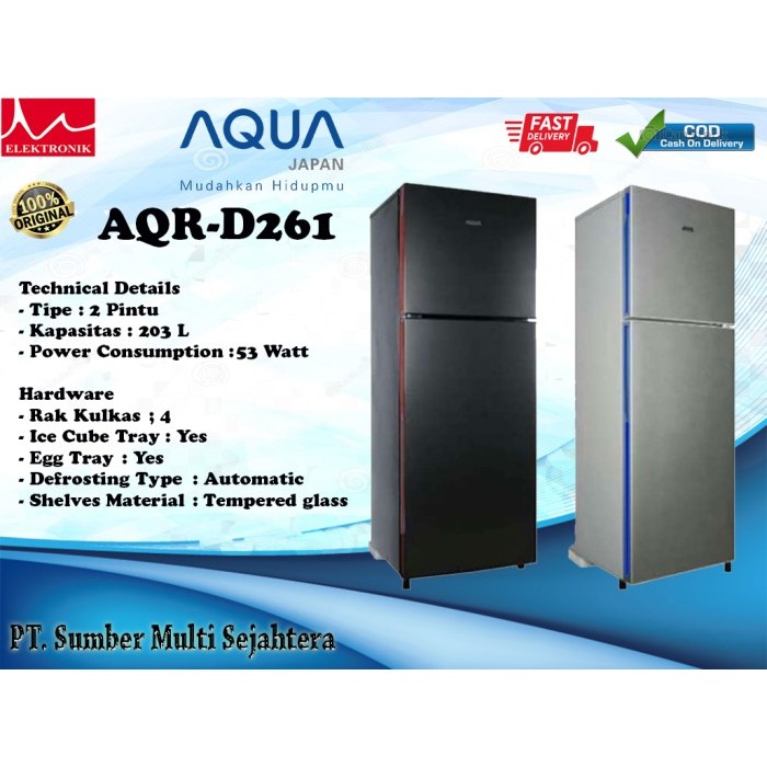 KULKAS AQUA 2 PINTU AQR261 / AQR 261