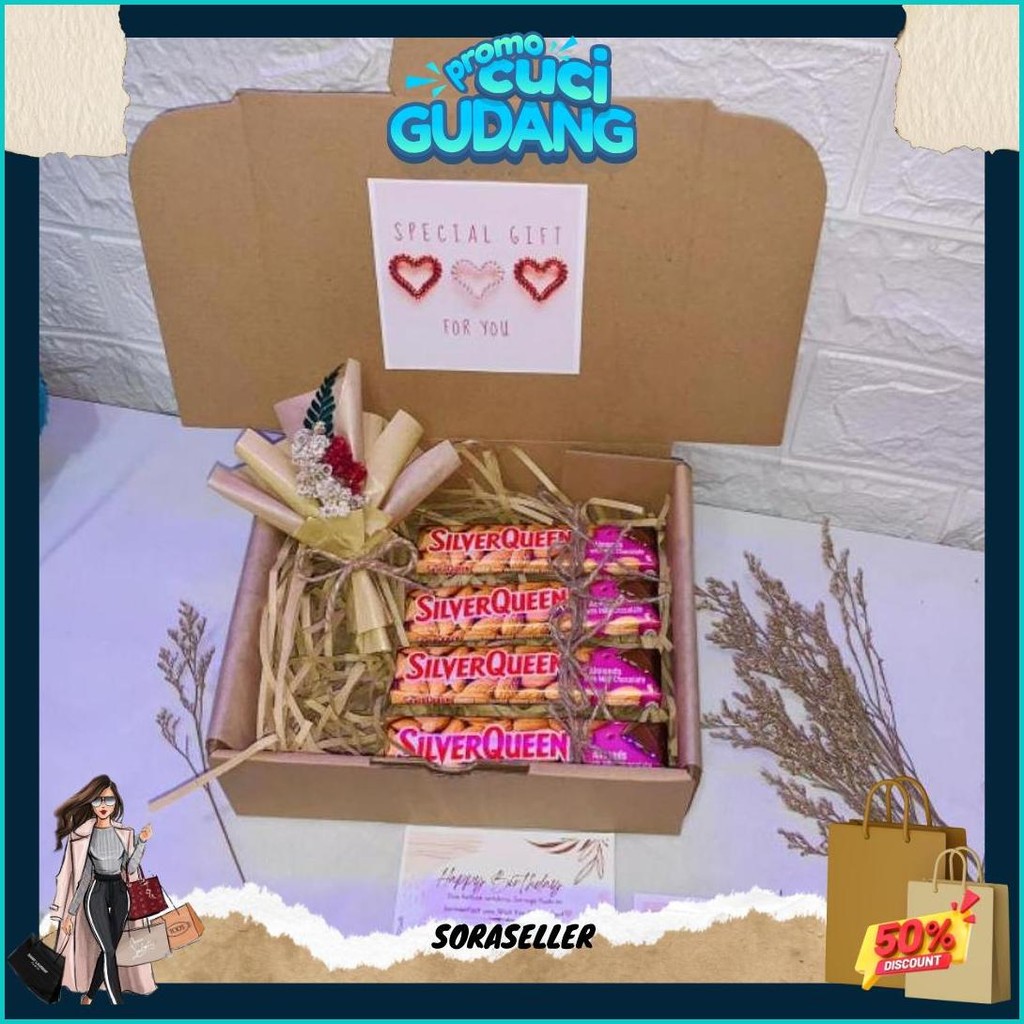 

Hampers Gift Box Coklat Silverqueen Kado Ulang Tahun / Anniversary / Valentine/ Wisuda / Lebaran Terlaris
