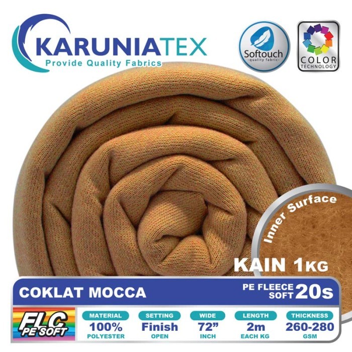 

Kain Fleece PE Soft 20s Coklat Mocca Karunia Textile