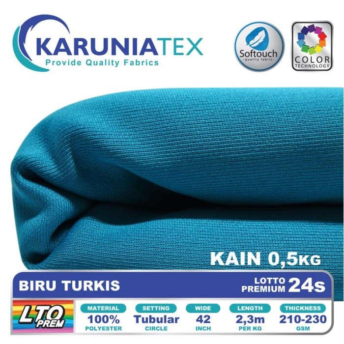 

Bahan Lotto Premium 24s 0,5 Kg Biru Turkis Karunia Textile