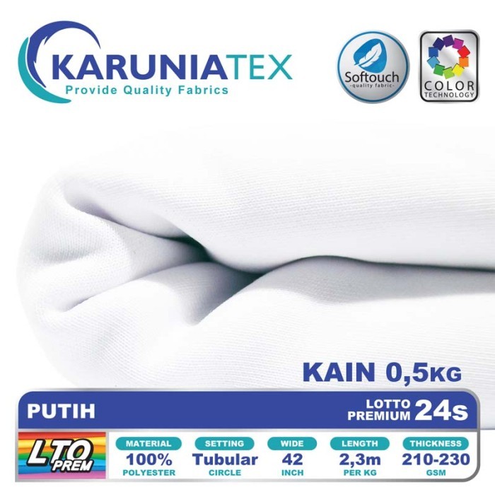 

Bahan Lotto Premium 24s 0,5 Kg Putih Karunia Textile