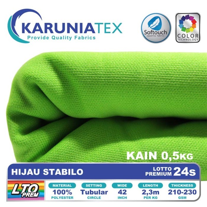 

Bahan Lotto Premium 24s 0,5 Kg Hijau Stabilo Karunia Textile