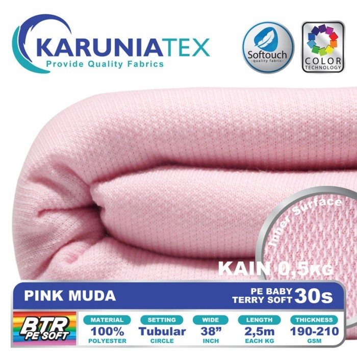 

Bahan Baby Terry PE Soft 30s 0,5Kg Pink Muda Karunia Textile