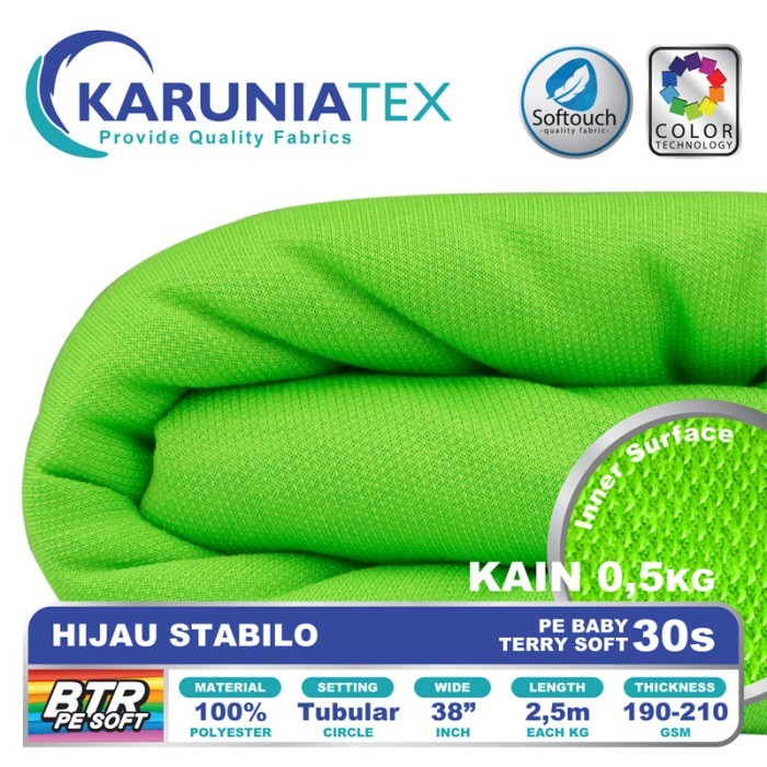 

Bahan Baby Terry PE Soft 30s 0,5Kg Hijau Stabilo Karunia Textile