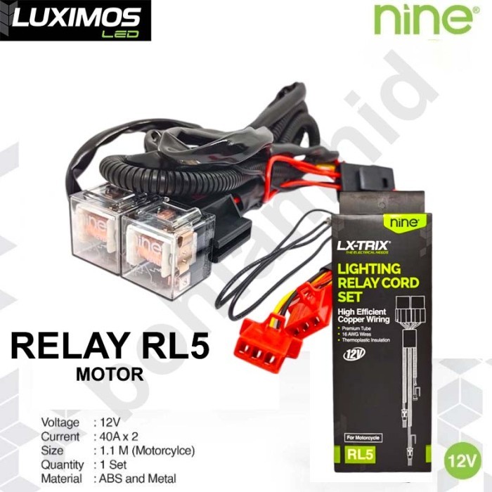 GRATIS ONGKIR Relay Lampu Tembak MOTOR Luminos RL5 LX Trix 2 x 40A Luximos Kabel Relay Set Lampu