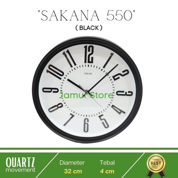 Jam Dinding Sakana 550 (Hitam) Original Sakana 100%