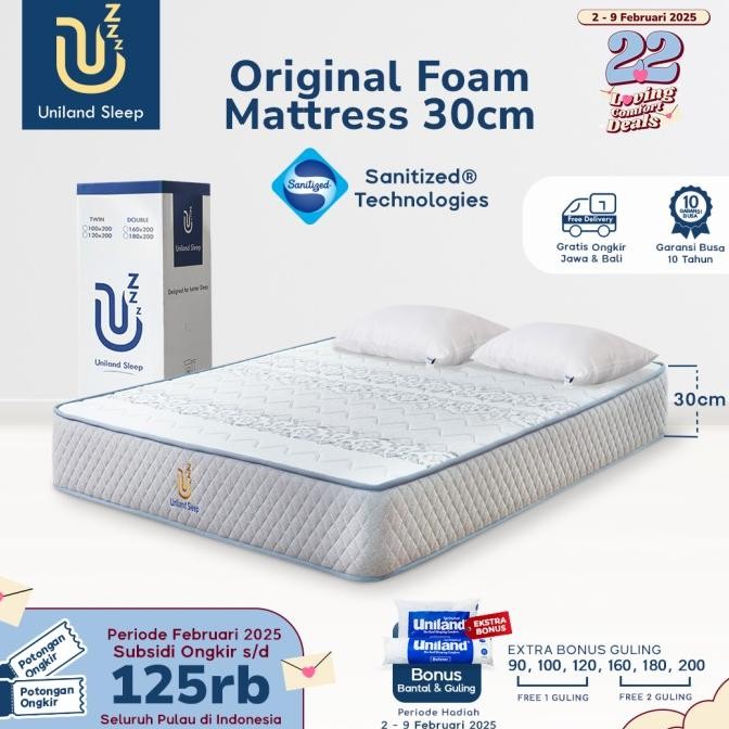 Kasur Busa Uniland Sleep Original 30Cm Foam Mattress Box Free Bantal