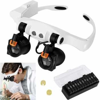 

ZEAST Kaca Pembesar Kacamata Reparasi Jam Lup with 2 LED 7 Lens 15X