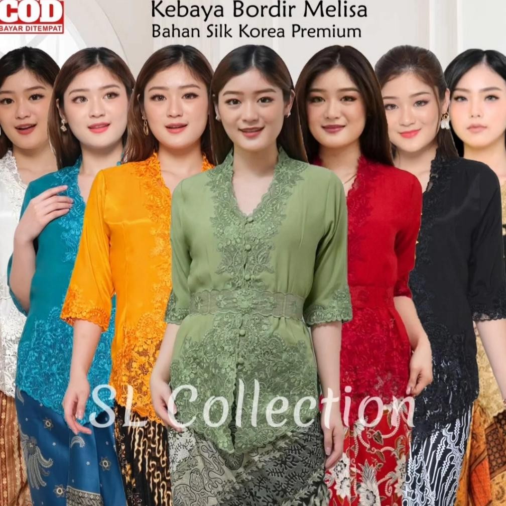 de Atasan Kebaya Bordir Modern Wanita Kekinian Lengan 3/4 Aneka Warna | Pakaian Kondangan