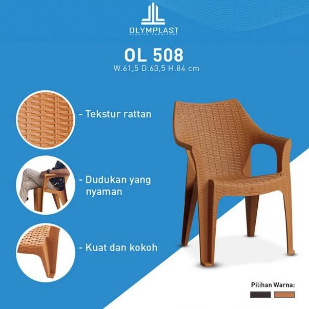 Kursi Plastik Olymplast Ol 508 Kursi Plastik Tangan Motif Rotan Ol508