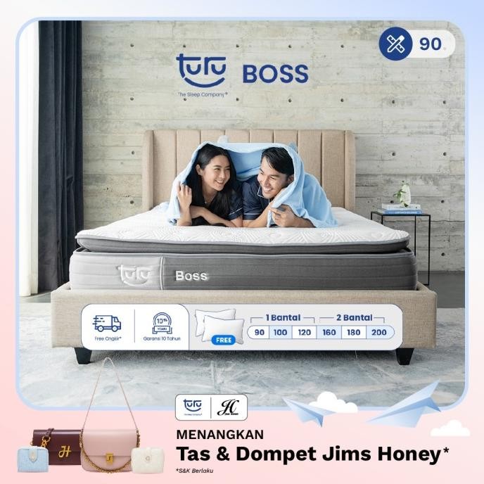 Kasur Pocket Spring Bed Turu Boss Ukuran 90X200 (Single) Free Bantal