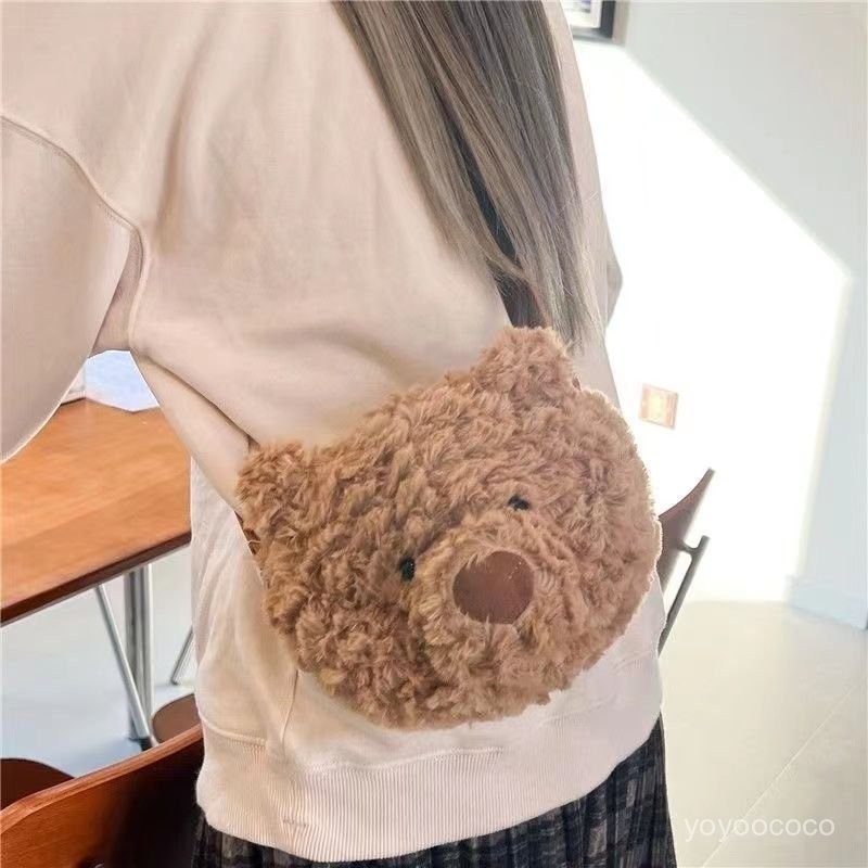 Tas Beruang Cero Baru Lucu Kartun Mewah Boneka Kepala Boneka Beruang Ransel Wanita Tas Selempang Wan