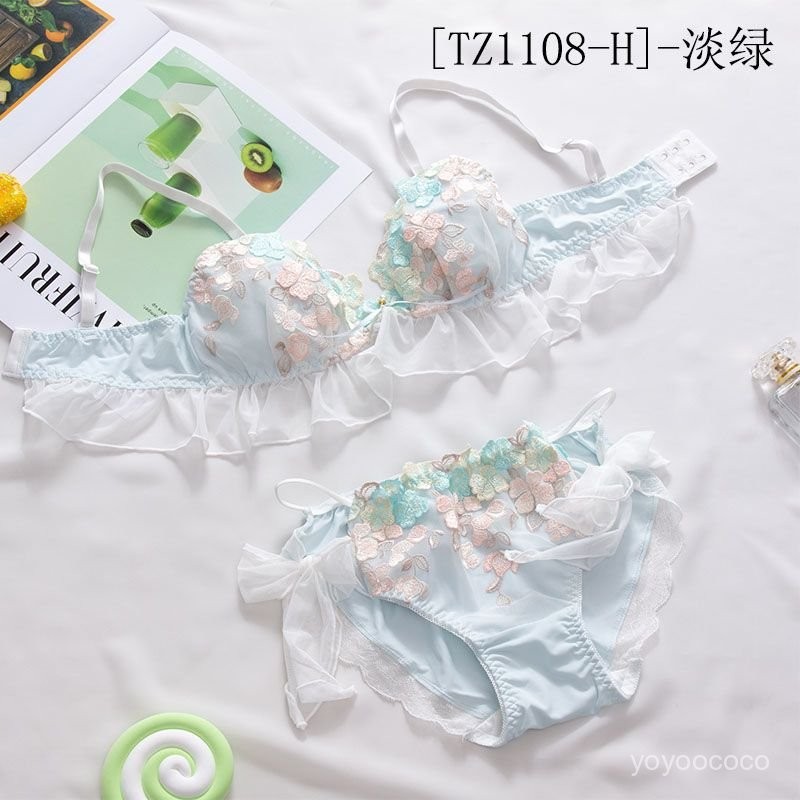 Baru non-baja cincin pakaian dalam segitiga segitiga set gadis remaja bra lucu bra bordir bunga seks