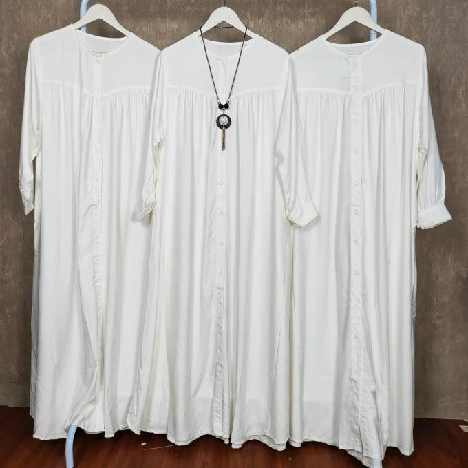 Gamis Putih Super Jumbo Ld 130 Cm Model Polos Kekinian