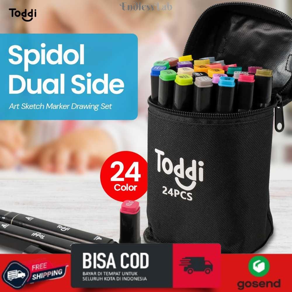 

Toddi Spidol Dual Side Fine Art Marker Brush Double Tip 1.0mm 6.0mm - CY-006