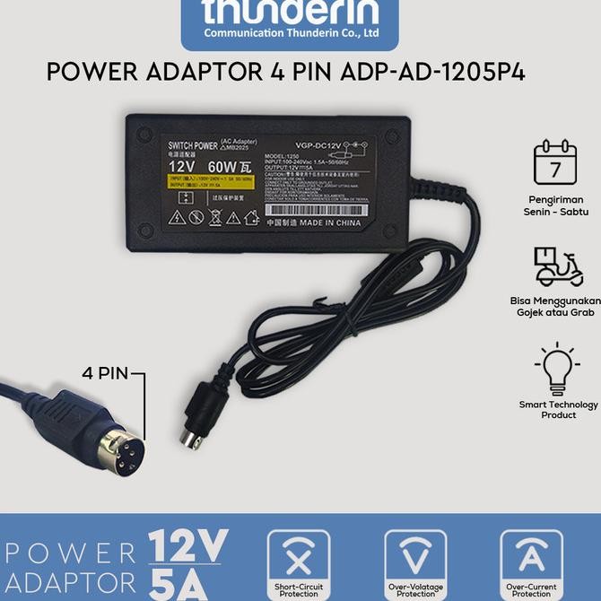 READY STOCK ADAPTOR 12V 5A 4 PIN 