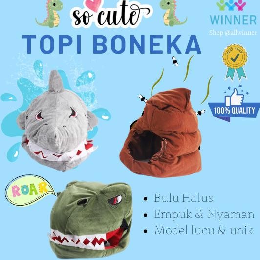 TOPI BONEKA DINO KARAKTER COSPLAY BENTUK KARTUN HIU POOP BUNNY HAT