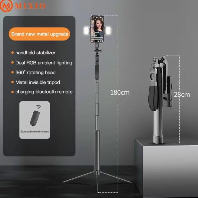 Tongsis Bluetooth A21 Led Tripod Stabilizer Gimbal Selfie stick 80CM