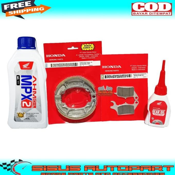 PAKET KAMPAS REM DEPAN BELAKANG OLI MPX2 OLI GEAR BEAT VARIO SCOOPY