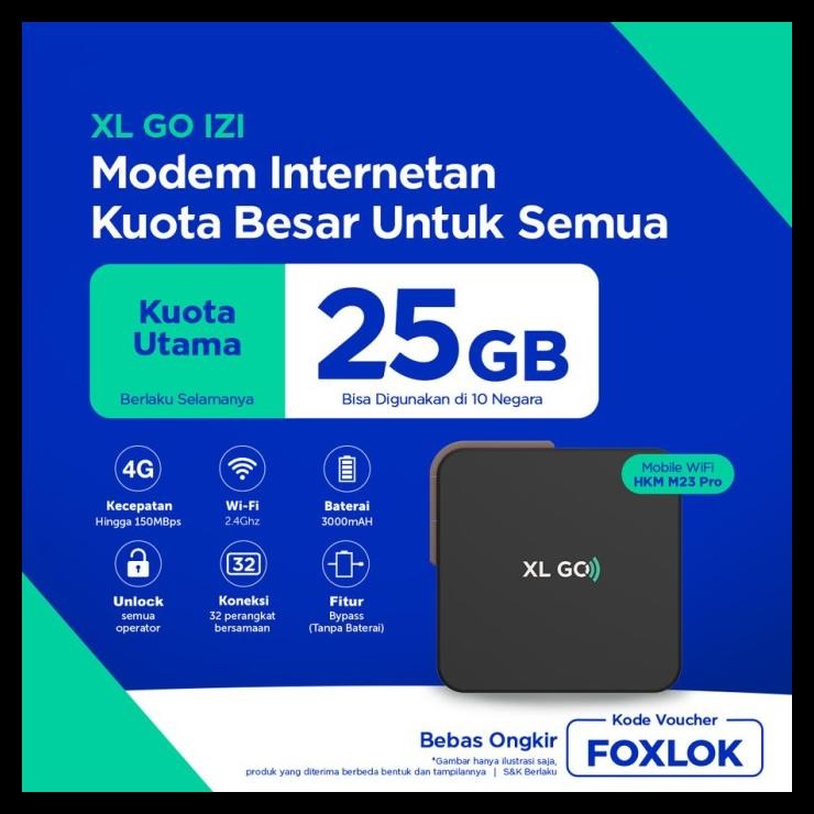 terbaru  hkm m23 pro modem mifi wifi xl go izi 4g portable bypass & unlock bonus data 25gb ready