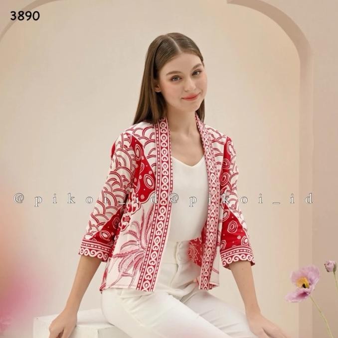 Outer Batik Wanita Modern / Bolero Batik Bunga / Cardigan Batik Kantor