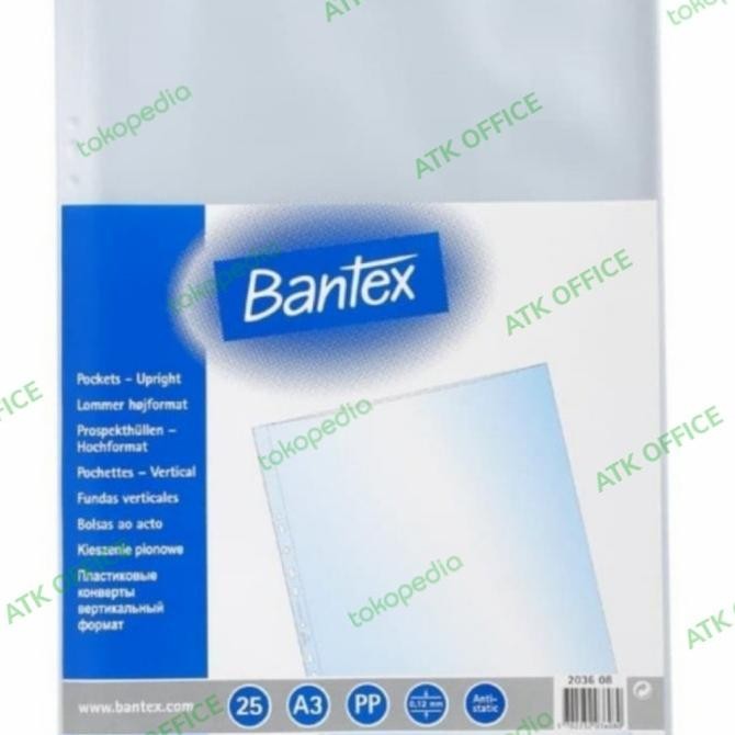

Plastik PP Pocket A3 portrait Bantex #2036 Anti glare 0,12 (25 Lembar)