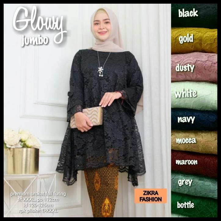 Glowy Jumbo Kebaya Bruklat Atasan Wanita Ld 140Cm Best Seller