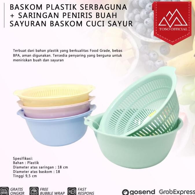 YOSHIKAWA BASKOM CUCI BERAS SET BASKOM SARINGAN PENIRIS BUAH SAYURAN
