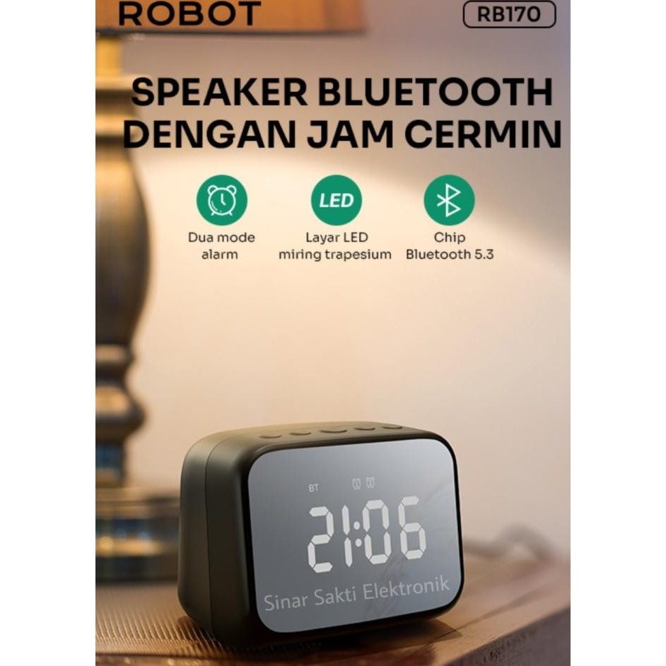 Robot Jam Meja Led Digital + Speaker Bluetooth Wireless Alarm Clock Fm