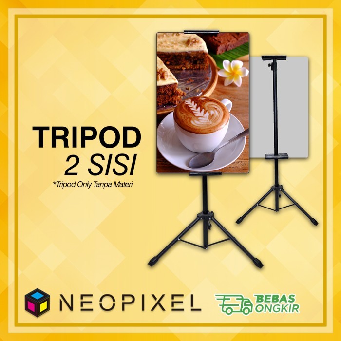 

Tripod 2 Sisi Untuk Banner Promosi Impraboard / Foamboard
