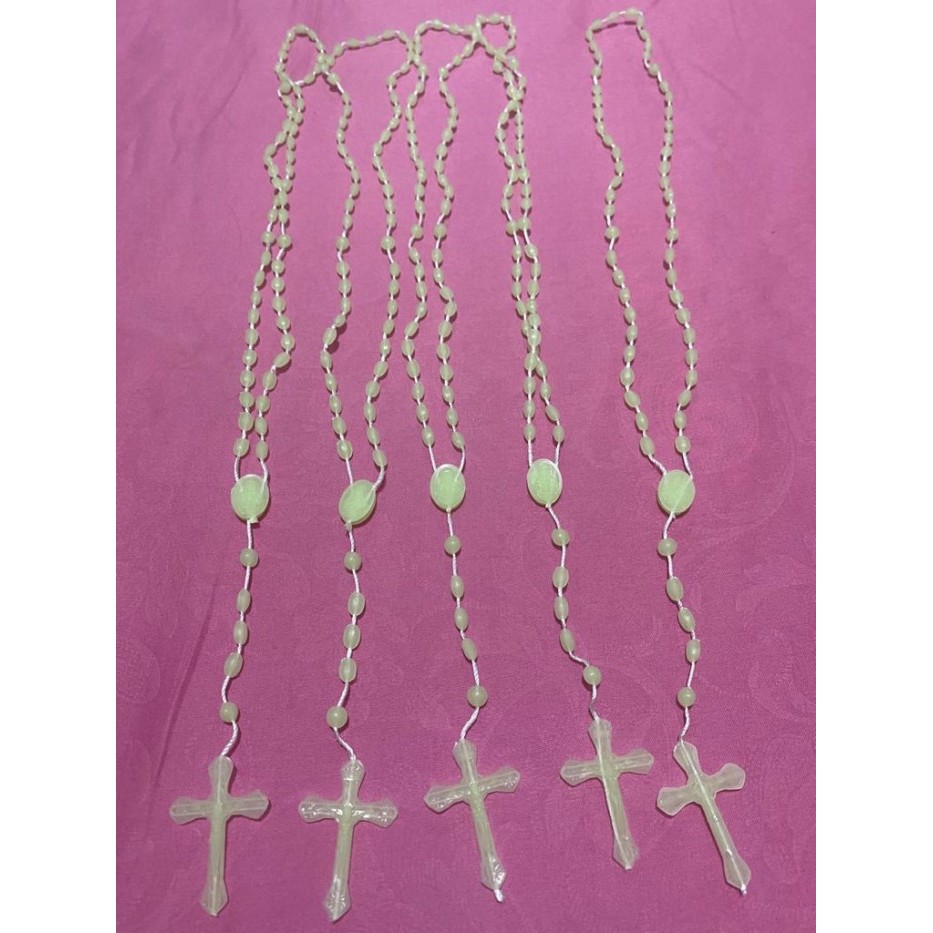 Rosario Benang Plastik Fosfor Oval