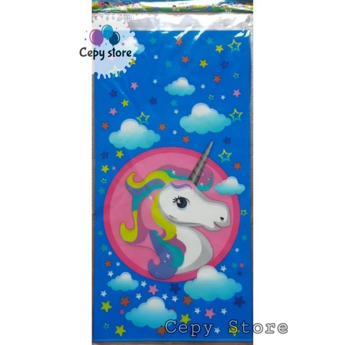 `````````] Plastik Snack Ulang Tahun / Plastik Souvenir Unicorn Biru