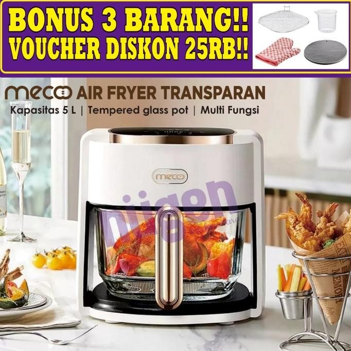 Mecoo Transparan Digital Air Fryer Air-Fryer Airfryer Kapasitas 5L 5-L