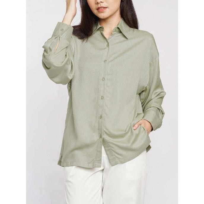 Thenblank Loose Shirt Ash Green