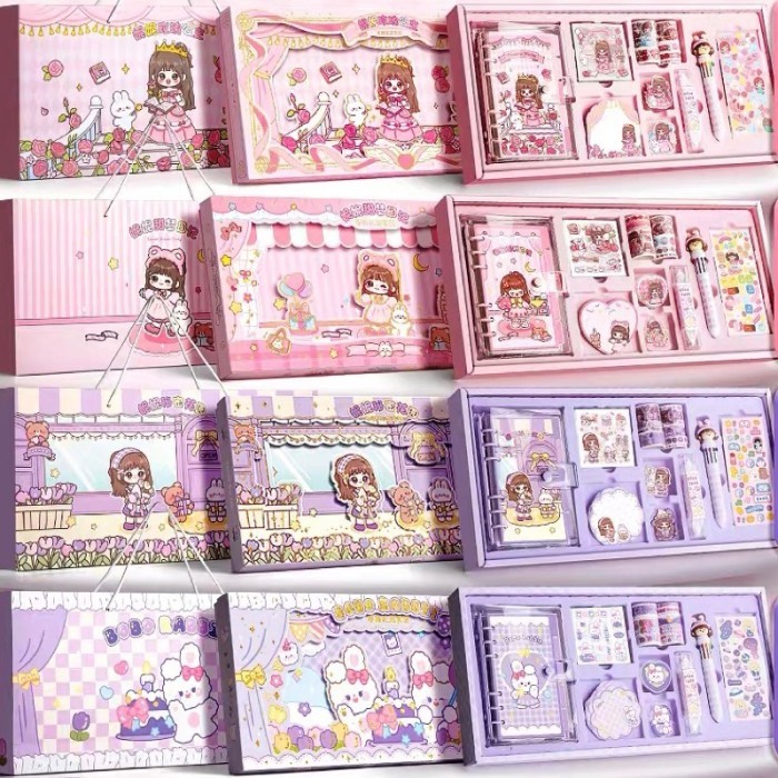 

Ready cute diary set djournal book buku jurnal anak dengan diy sticker