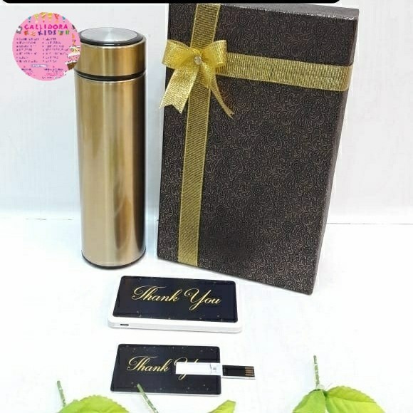 

Ready souvenir flashdisk 32gb dan power bank custom-hampers kantor-flashdisk handuk termos