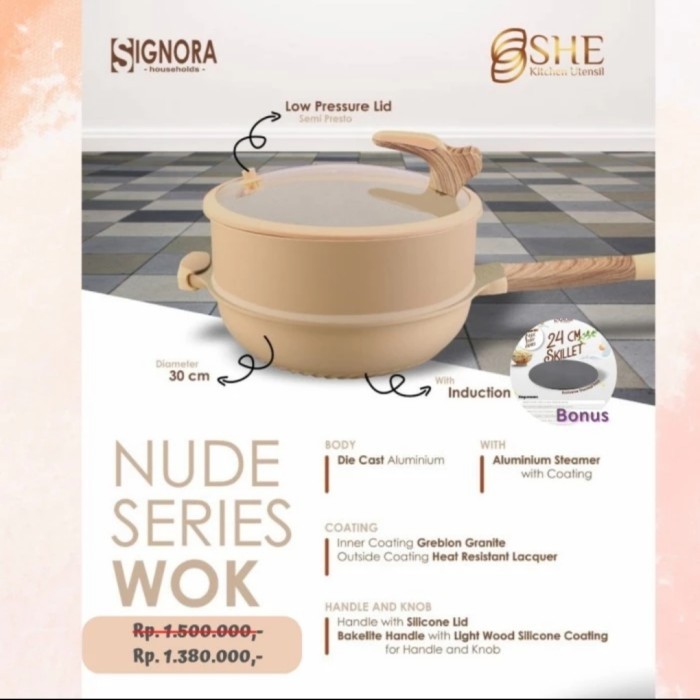 Panci Wajan Steamer Signora Casserole set anti lengket Greblon