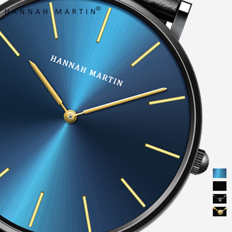 HOT PRODUCT HANNAH MARTIN Jam Tangan Pria 100% Original Keren Sangat tipis Quartz COWOK Couple Kulit