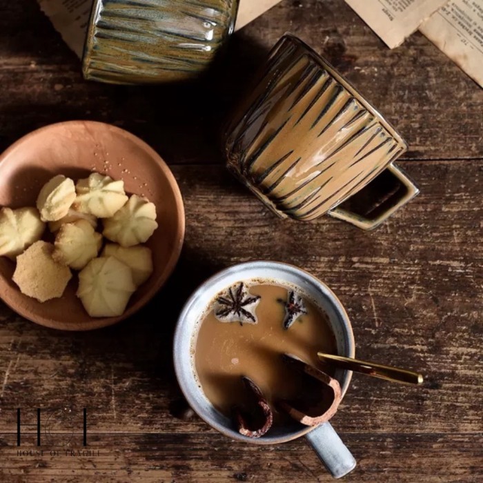 Suto Gelas Keramik Vintage Cangkir Kopi Gagang Handmade Mug Keramik